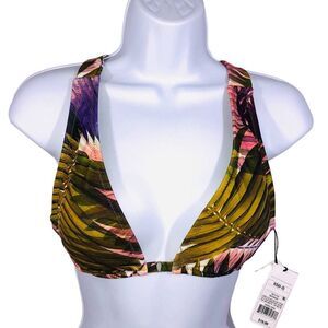 Shade & Shore Women's SZ XS (0-2) Bikini Top Green Tropical‎ Print Padded NWT